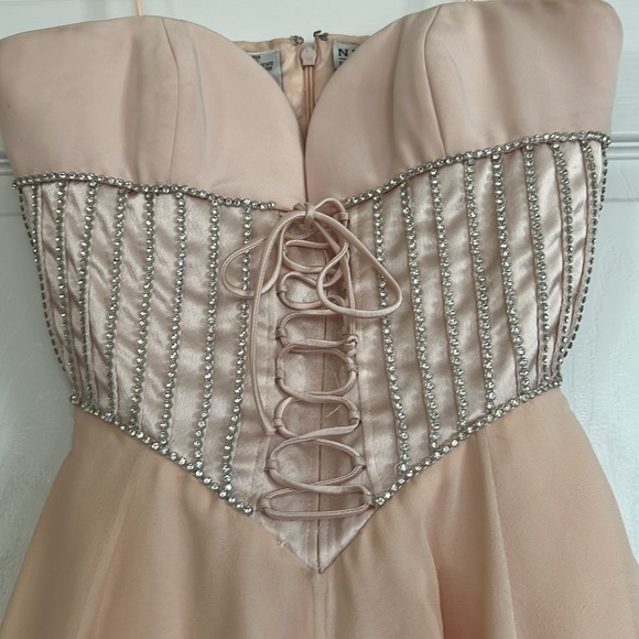 Vintage Niteline Blush Pink Fit & Flare Strapless Silk Mini Cocktail Dress Siz 2 - Picture 4 of 17